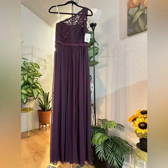 David’s Bridal body lace plum dress size 4 - Picture 3 of 16